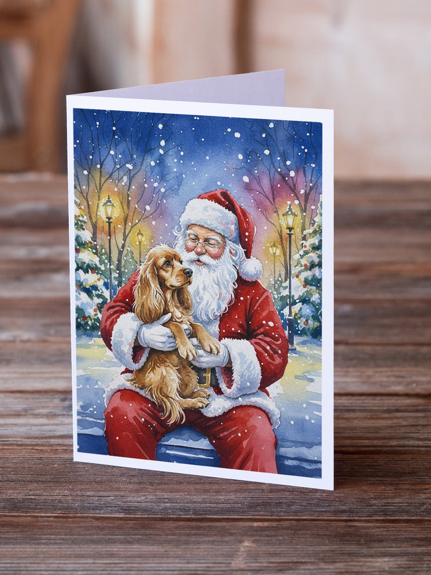 Cocker Spaniel with Santa Claus Greeting Cards Pack of 8