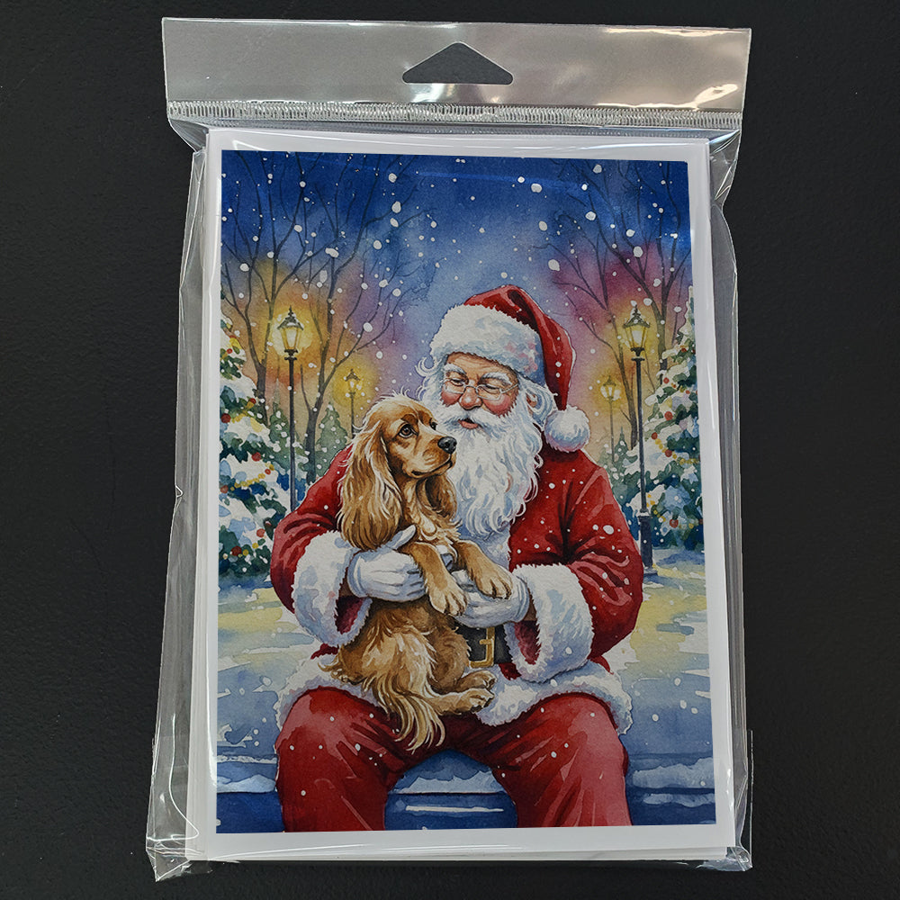 Cocker Spaniel with Santa Claus Greeting Cards Pack of 8