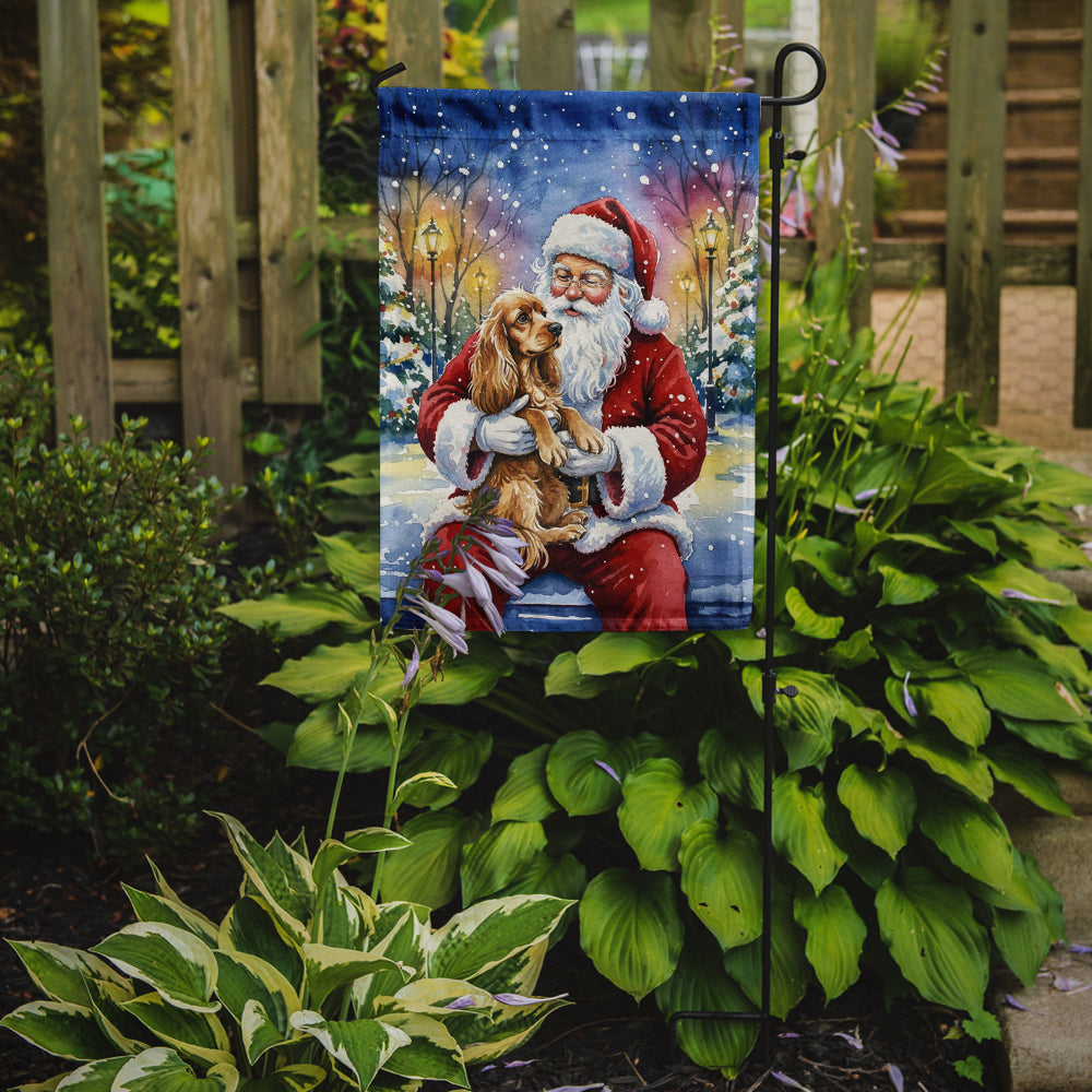 Cocker Spaniel with Santa Claus Garden Flag