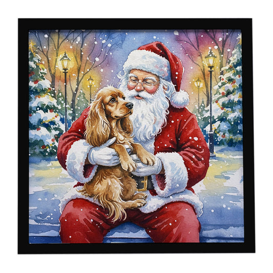 Buy this Cocker Spaniel with Santa Claus Framed Metal Print