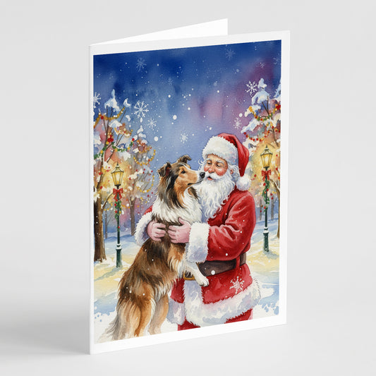 Buy this Collie with Santa Claus Greeting Cards Pack of 8