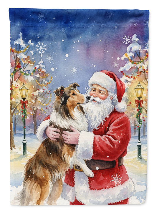 Buy this Collie with Santa Claus Garden Flag