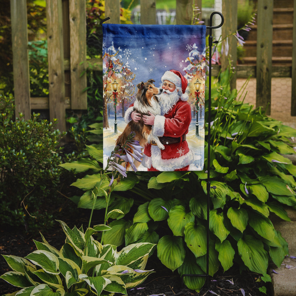 Collie with Santa Claus Garden Flag