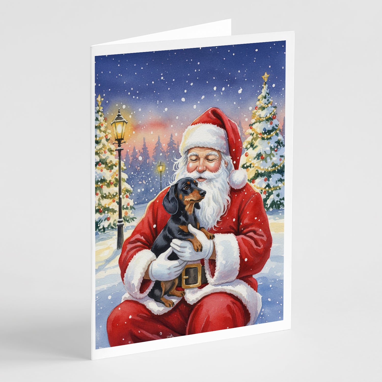 Buy this Black and Tan Dachshund with Santa Claus Greeting Cards Pack of 8
