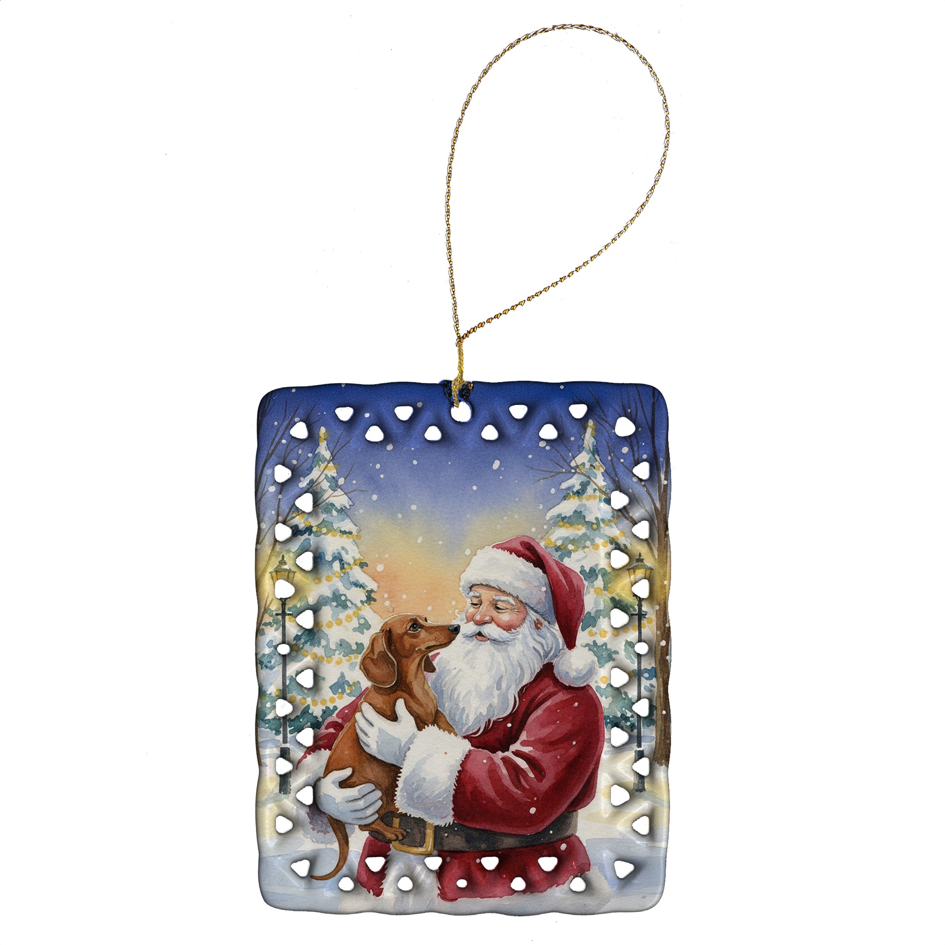 Buy this Dachshund with Santa Claus Porcelain Ornament