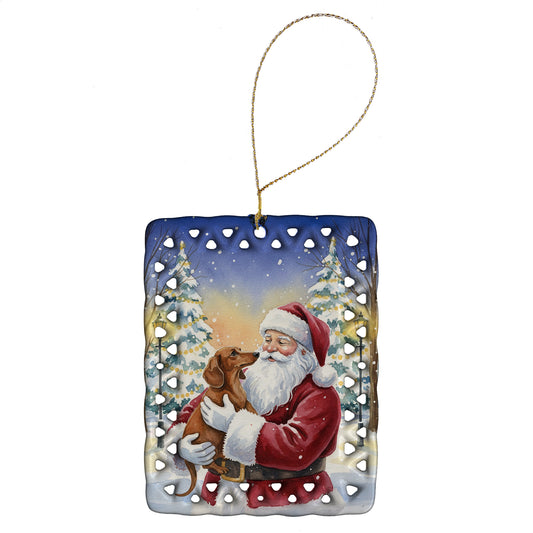 Buy this Dachshund with Santa Claus Porcelain Ornament