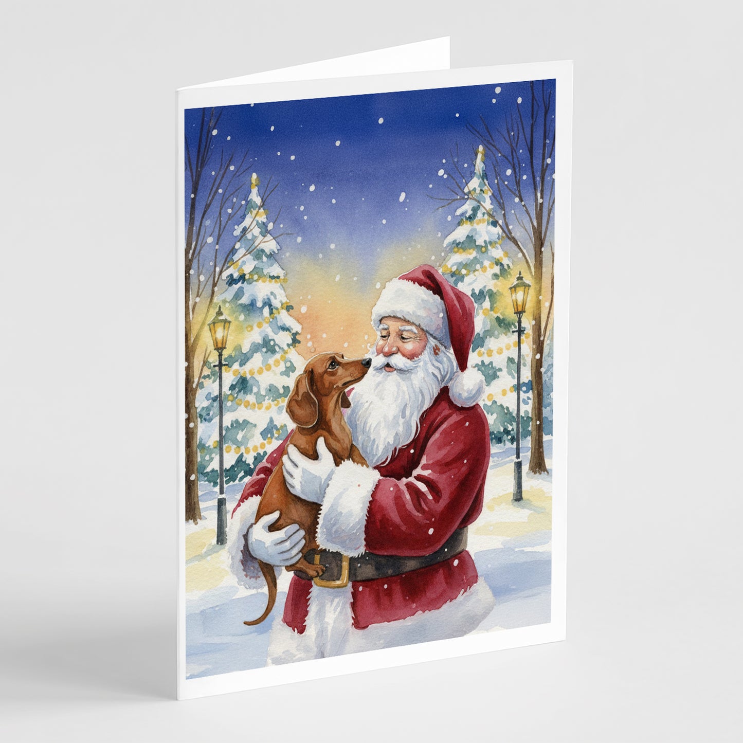 Buy this Dachshund with Santa Claus Greeting Cards Pack of 8