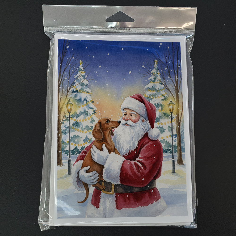 Dachshund with Santa Claus Greeting Cards Pack of 8