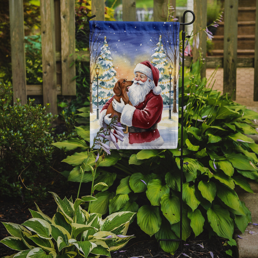 Dachshund with Santa Claus Garden Flag