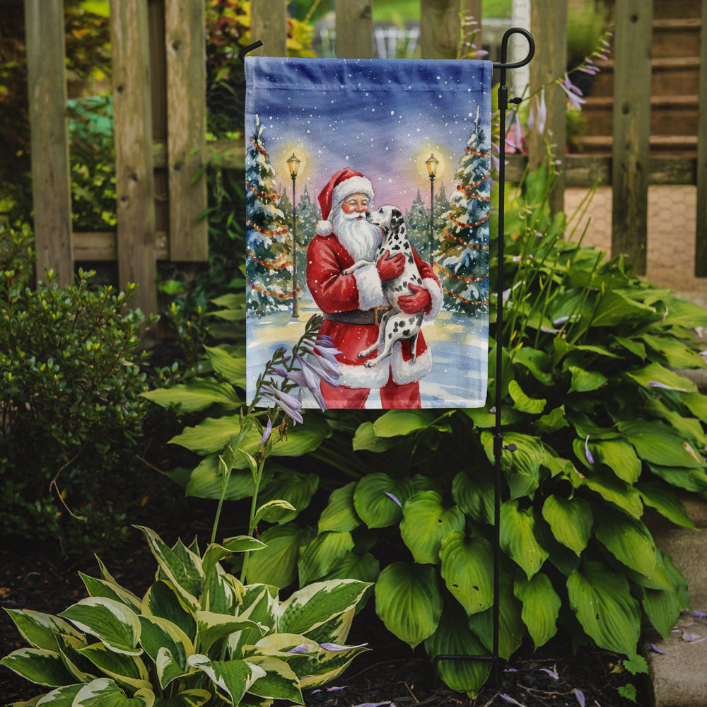 Dalmatian with Santa Claus Garden Flag