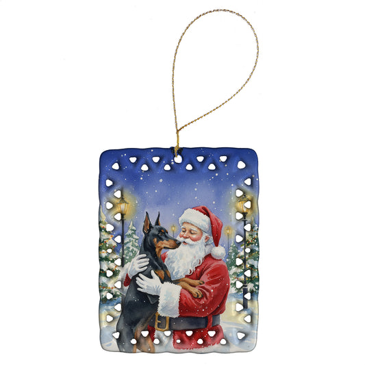 Buy this Doberman Pinscher with Santa Claus Porcelain Ornament
