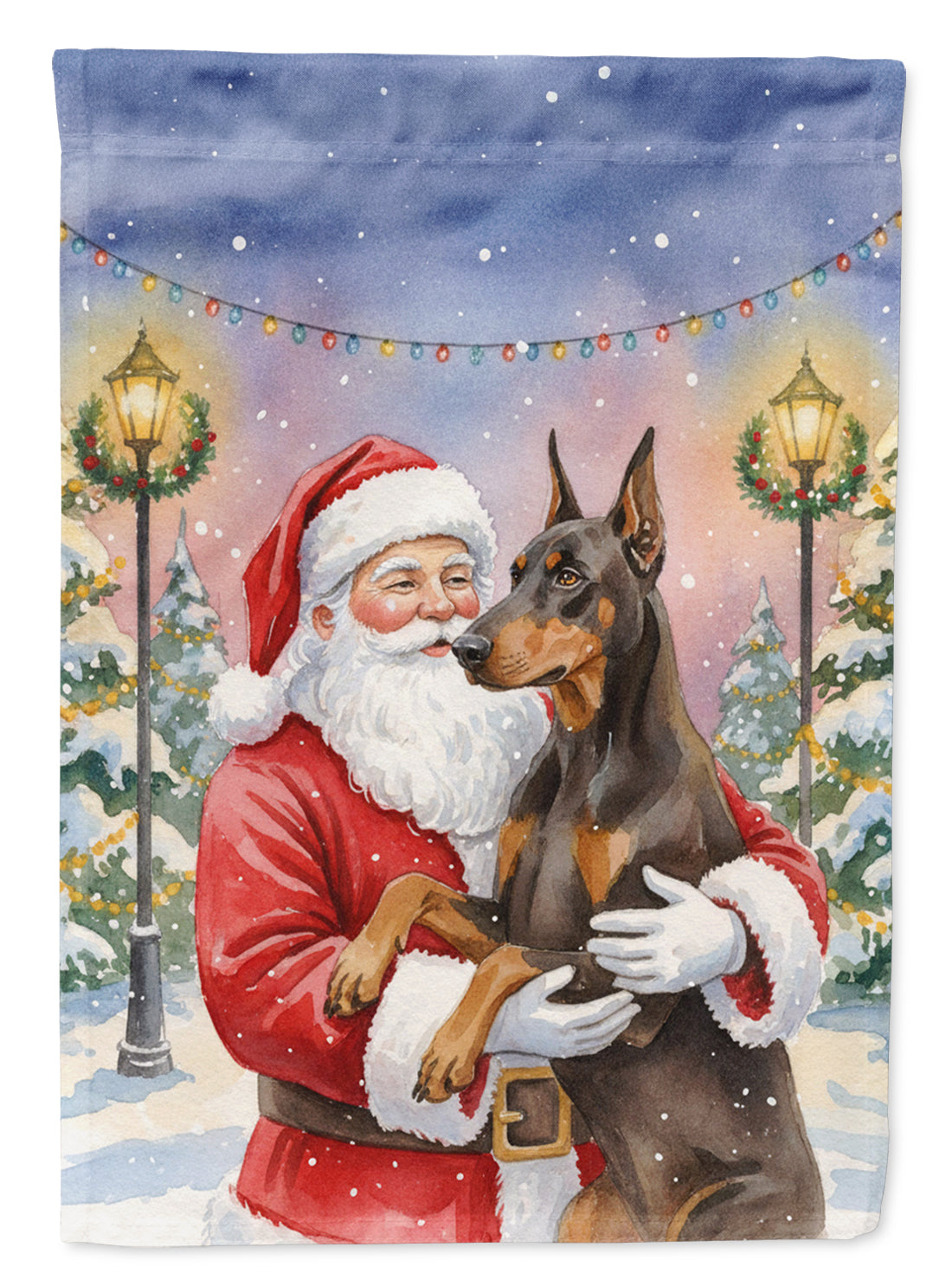 Buy this Fawn Doberman Pinscher with Santa Claus Garden Flag