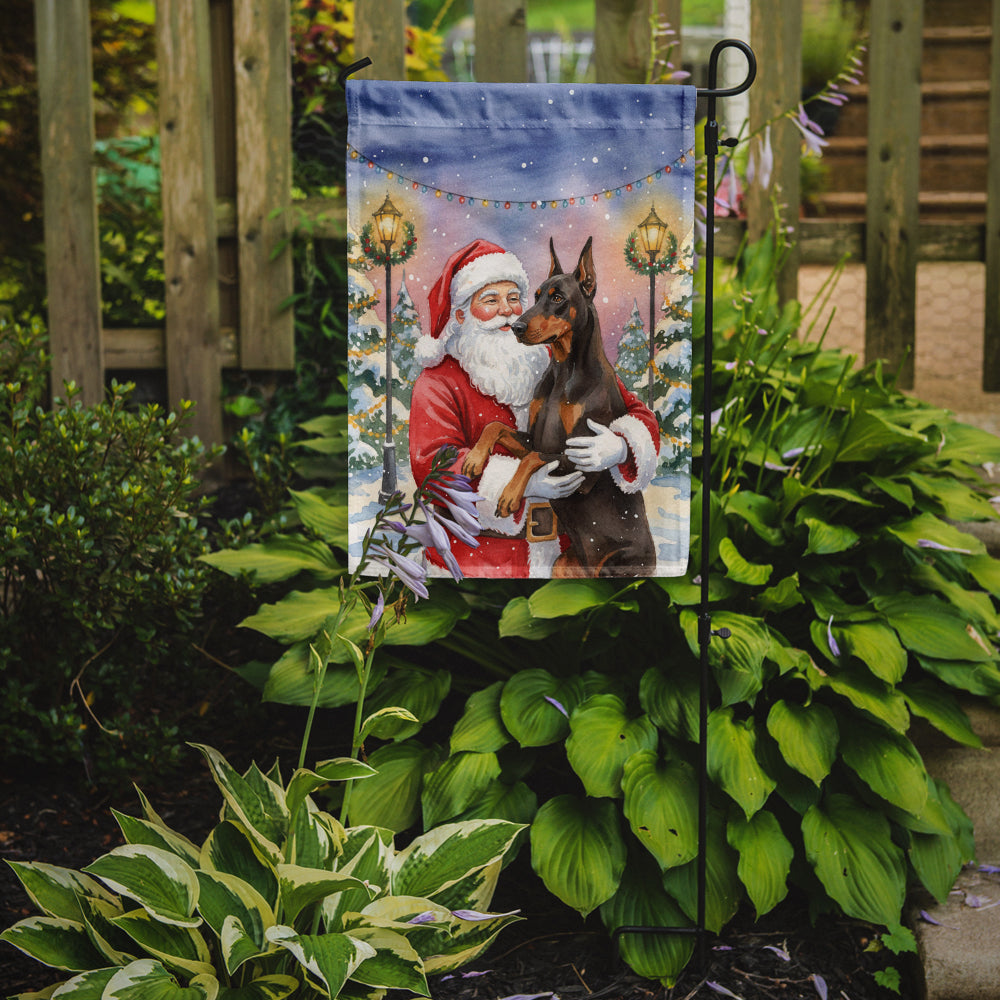 Fawn Doberman Pinscher with Santa Claus Garden Flag