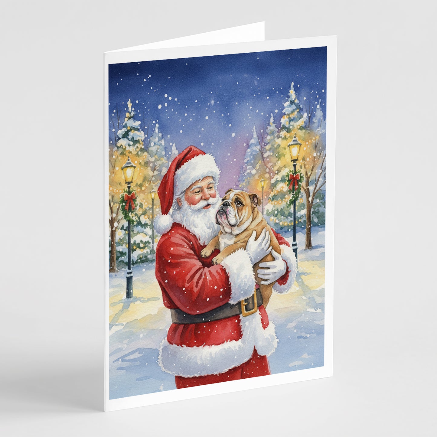 Buy this English Bulldog with Santa Claus Greeting Cards Pack of 8