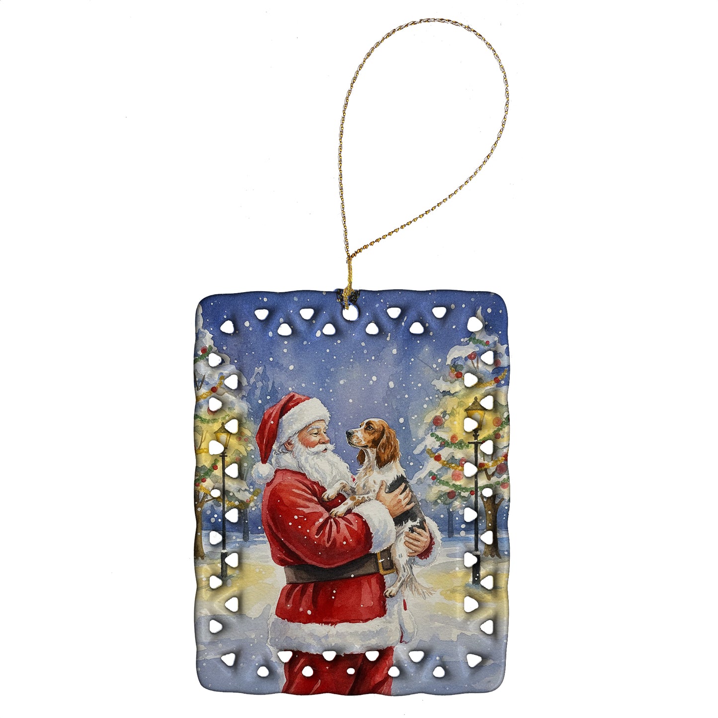 Buy this English Setter with Santa Claus Porcelain Ornament