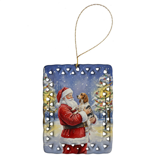 Buy this English Setter with Santa Claus Porcelain Ornament