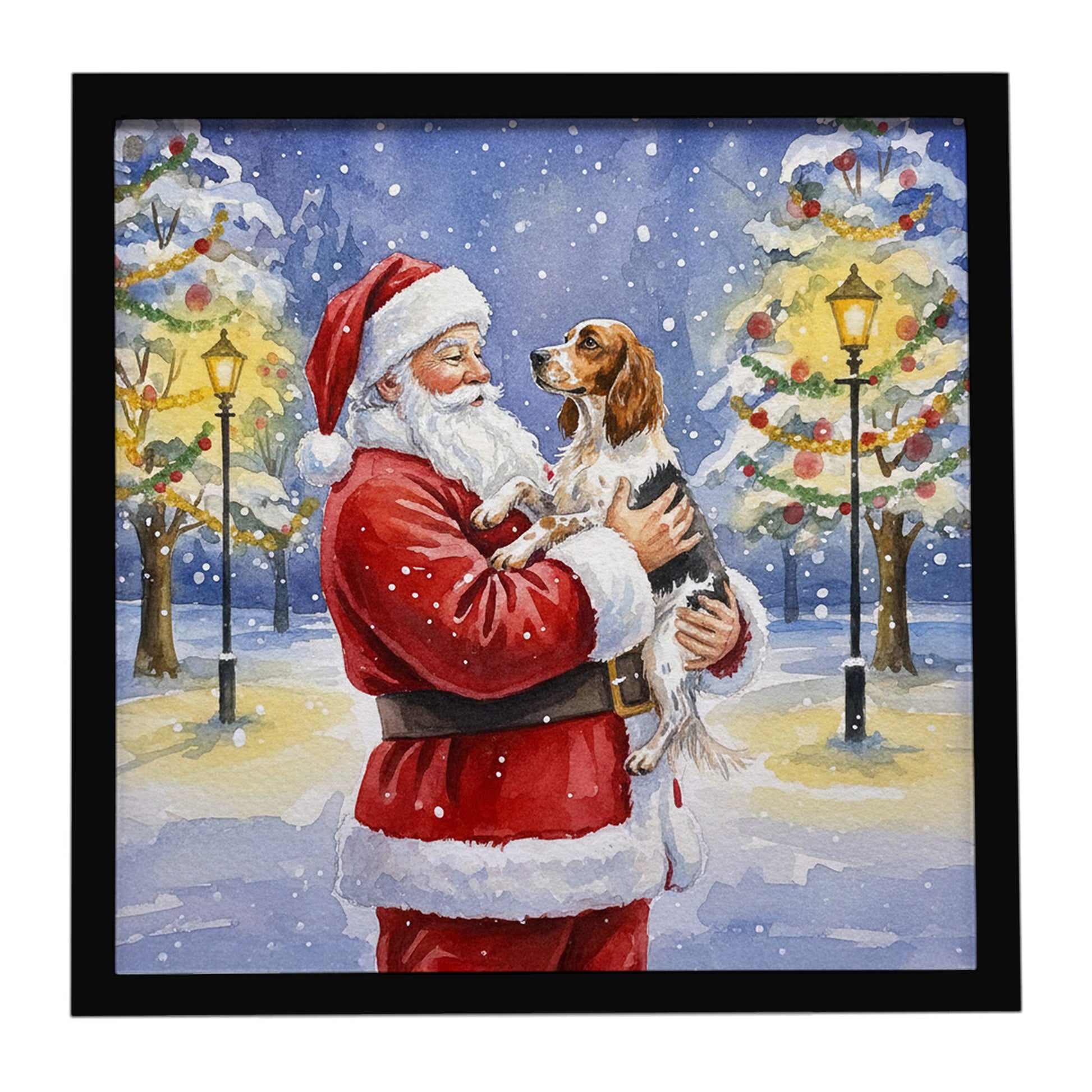 Buy this English Setter with Santa Claus Framed Metal Print