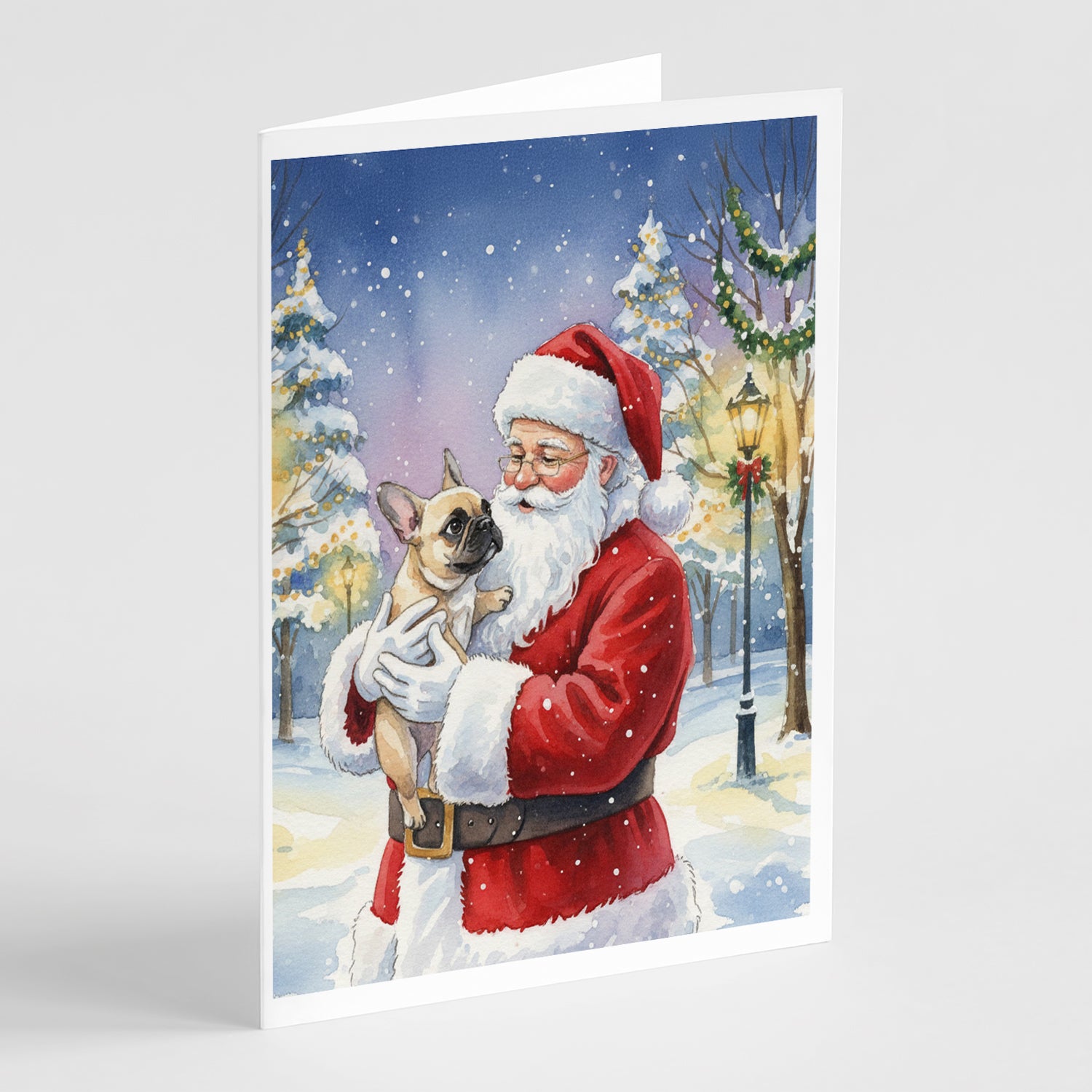 Buy this French Bulldog with Santa Claus Greeting Cards Pack of 8