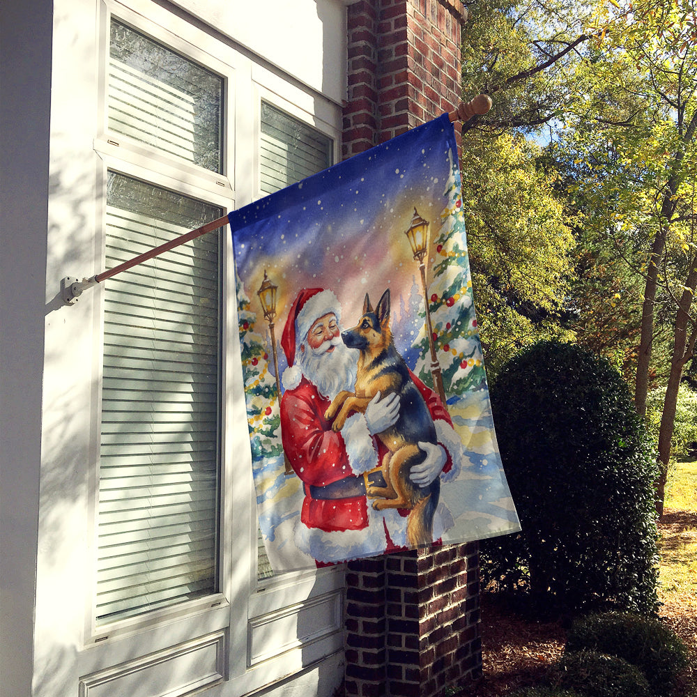 German Shepherd with Santa Claus House Flag