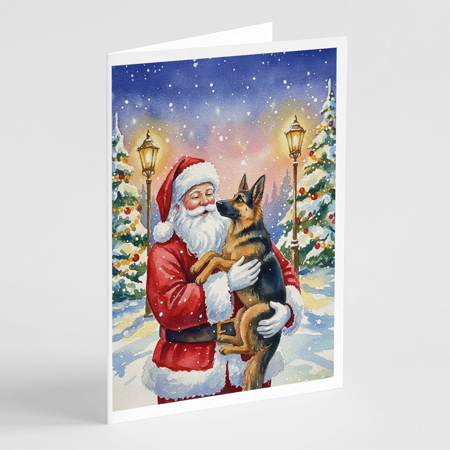 Buy this German Shepherd with Santa Claus Greeting Cards Pack of 8