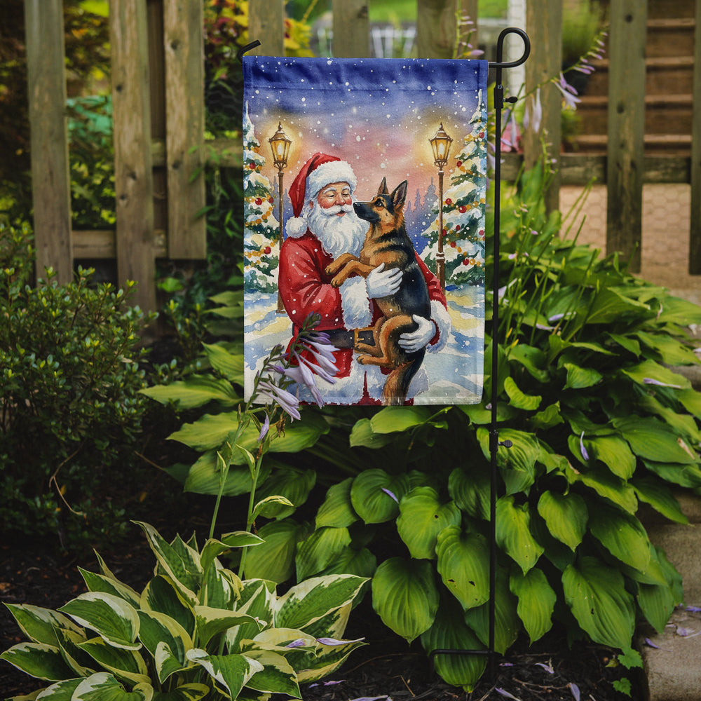 German Shepherd with Santa Claus Garden Flag