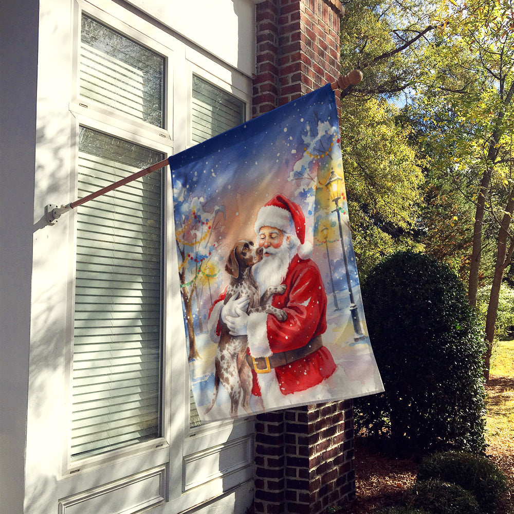 German Shorthaired Pointer with Santa Claus House Flag