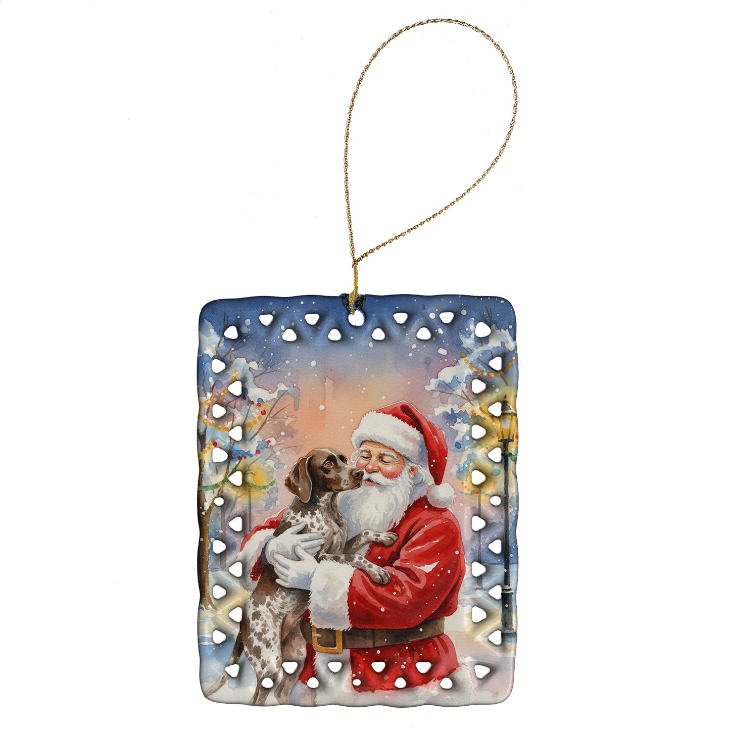 Buy this German Shorthaired Pointer with Santa Claus Porcelain Ornament