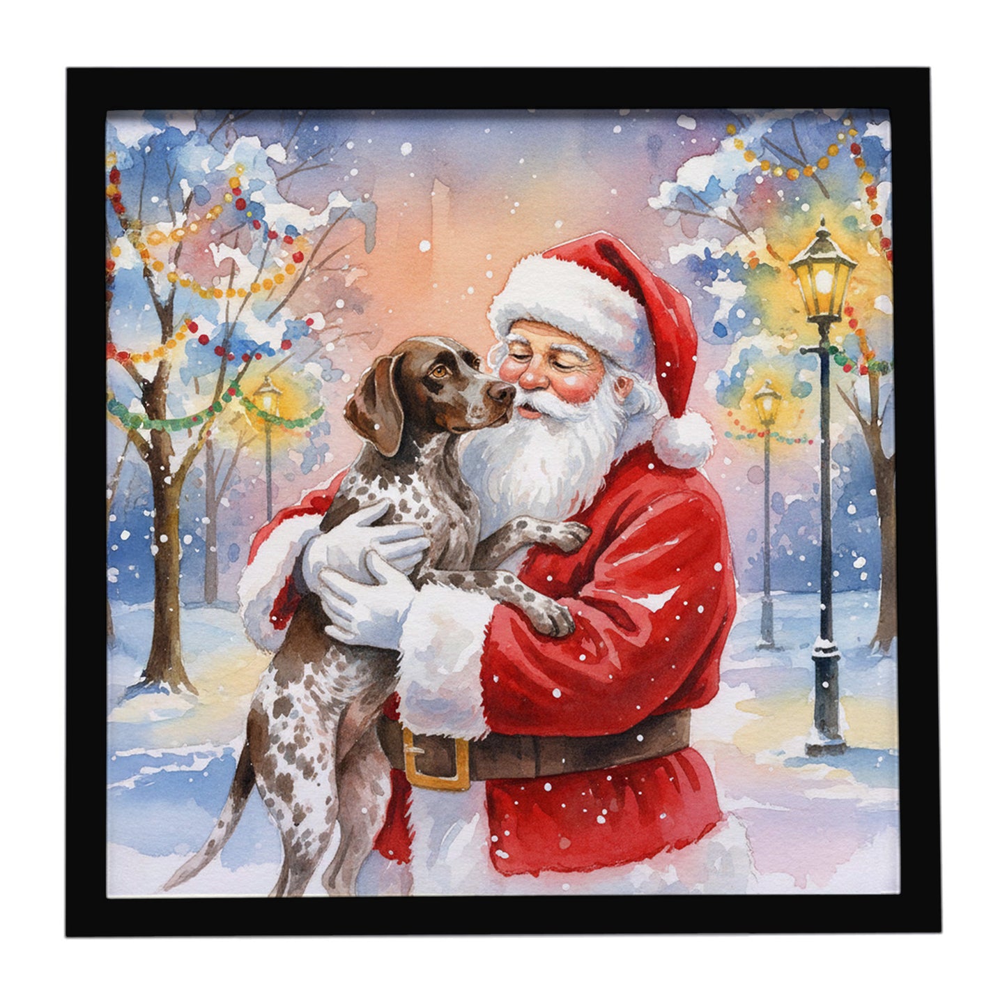 Buy this German Shorthaired Pointer with Santa Claus Framed Metal Print