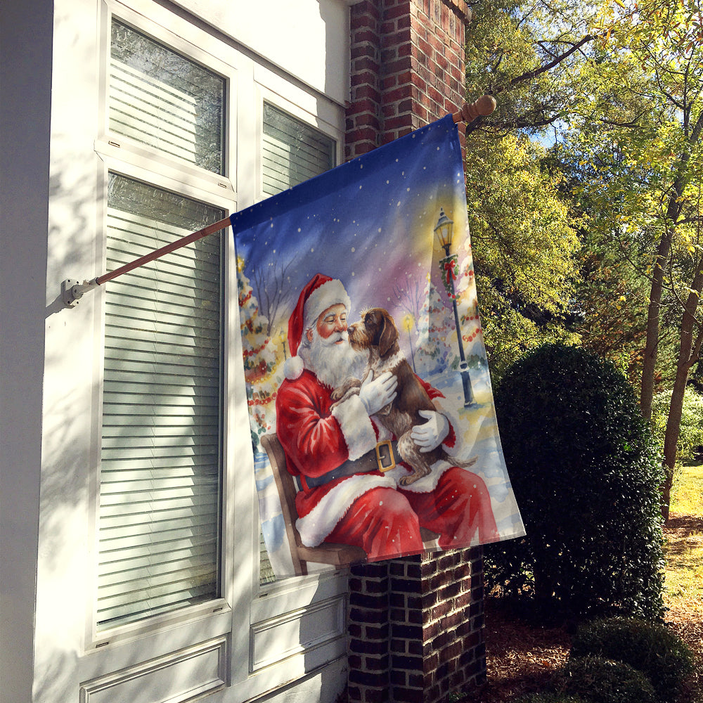 German Wirehaired Pointer with Santa Claus House Flag