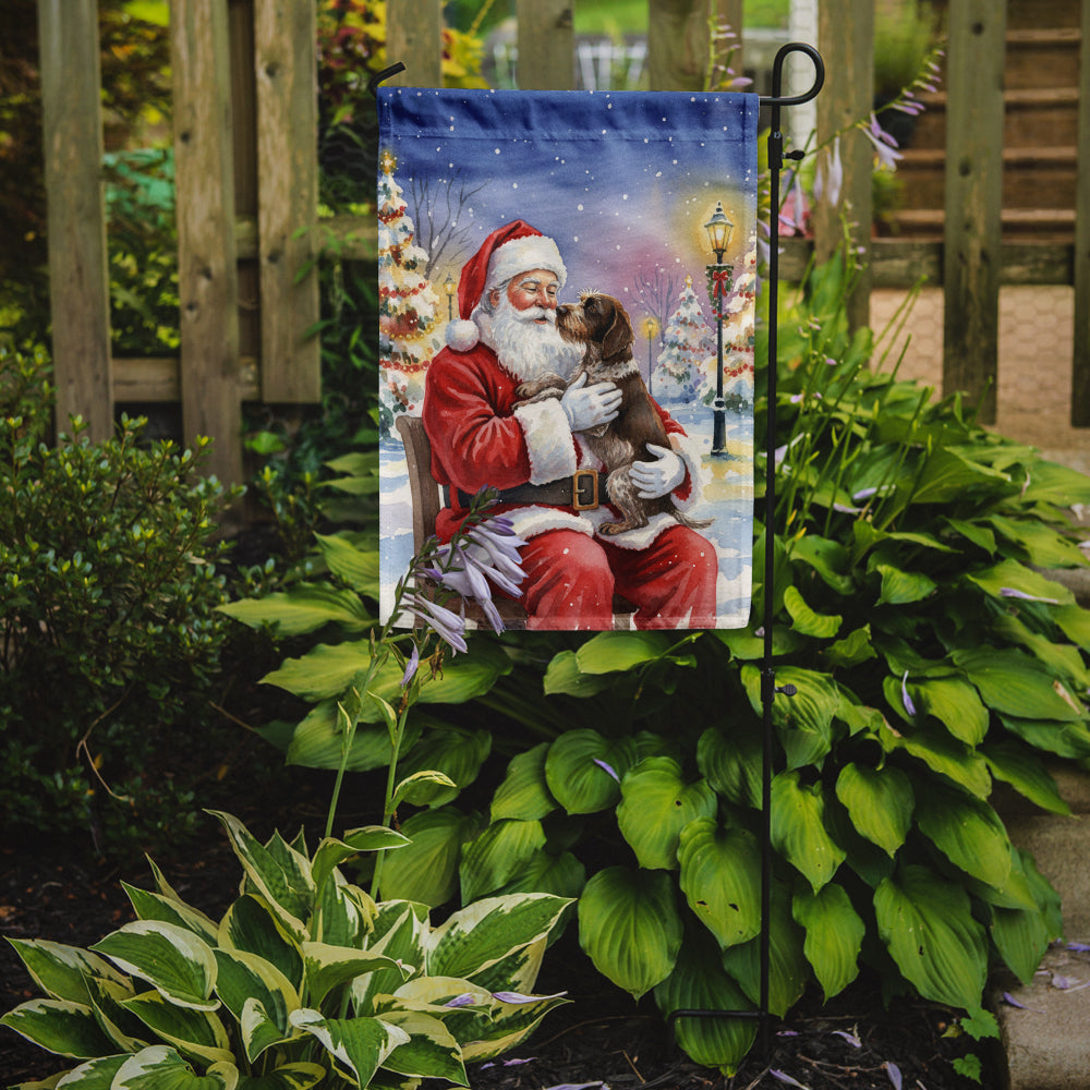 German Wirehaired Pointer with Santa Claus Garden Flag
