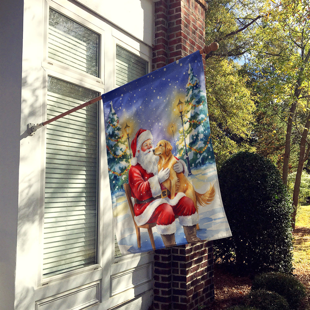 Golden Retriever with Santa Claus House Flag