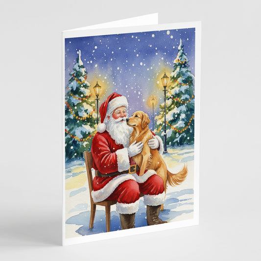 Buy this Golden Retriever with Santa Claus Greeting Cards Pack of 8