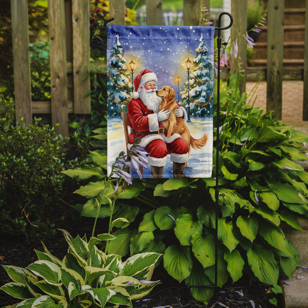 Golden Retriever with Santa Claus Garden Flag