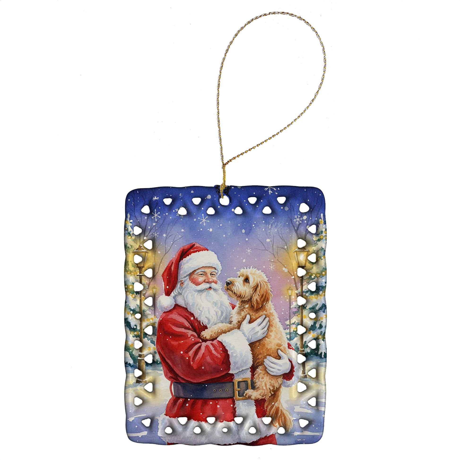 Buy this Goldendoodle with Santa Claus Porcelain Ornament