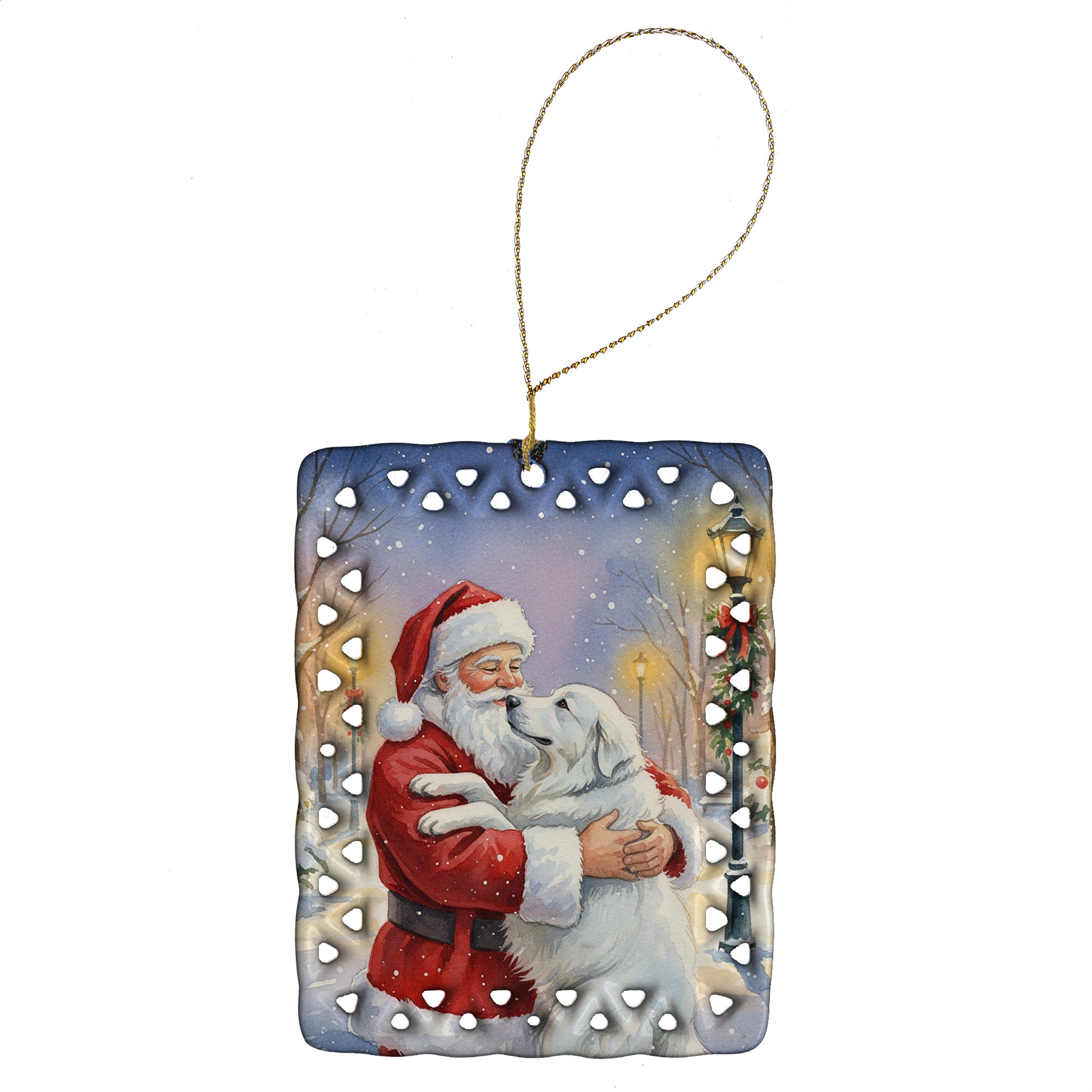 Buy this Great Pyrenees with Santa Claus Porcelain Ornament