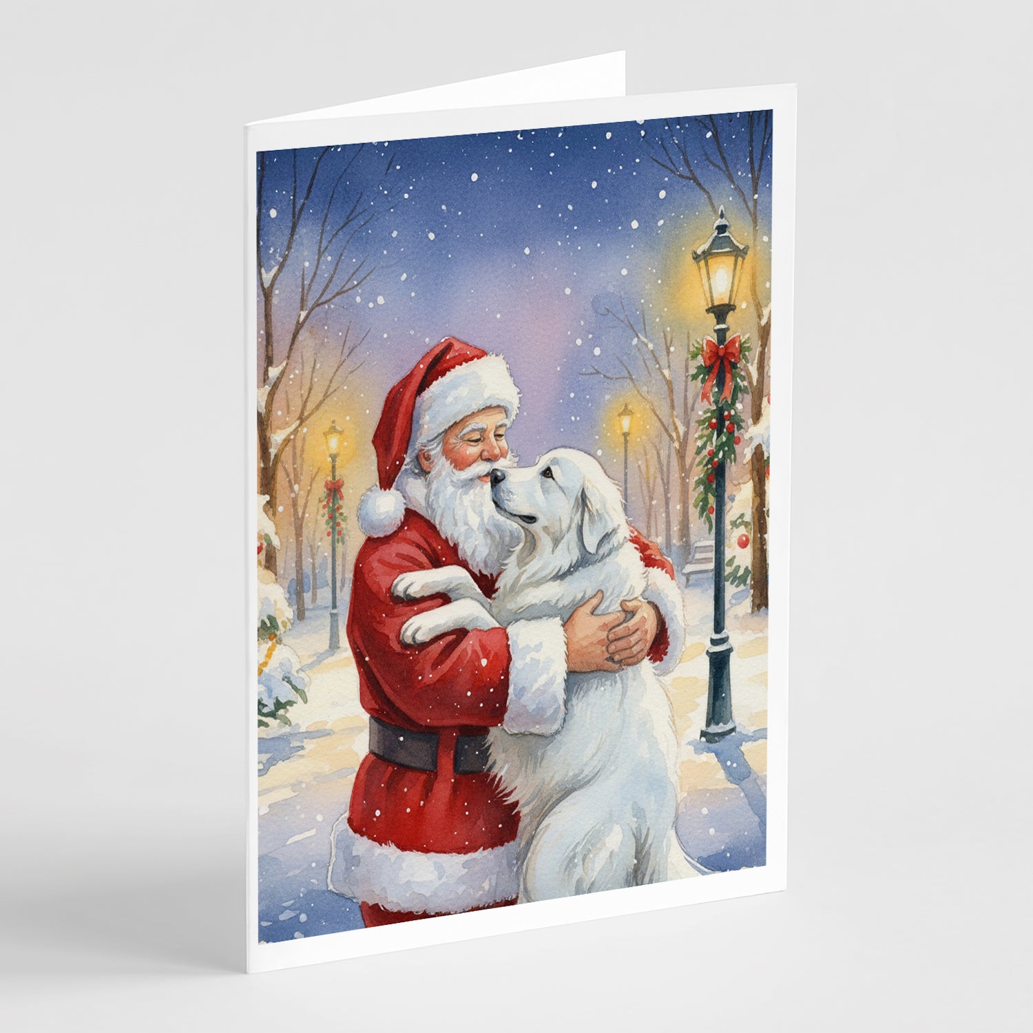 Buy this Great Pyrenees with Santa Claus Greeting Cards Pack of 8