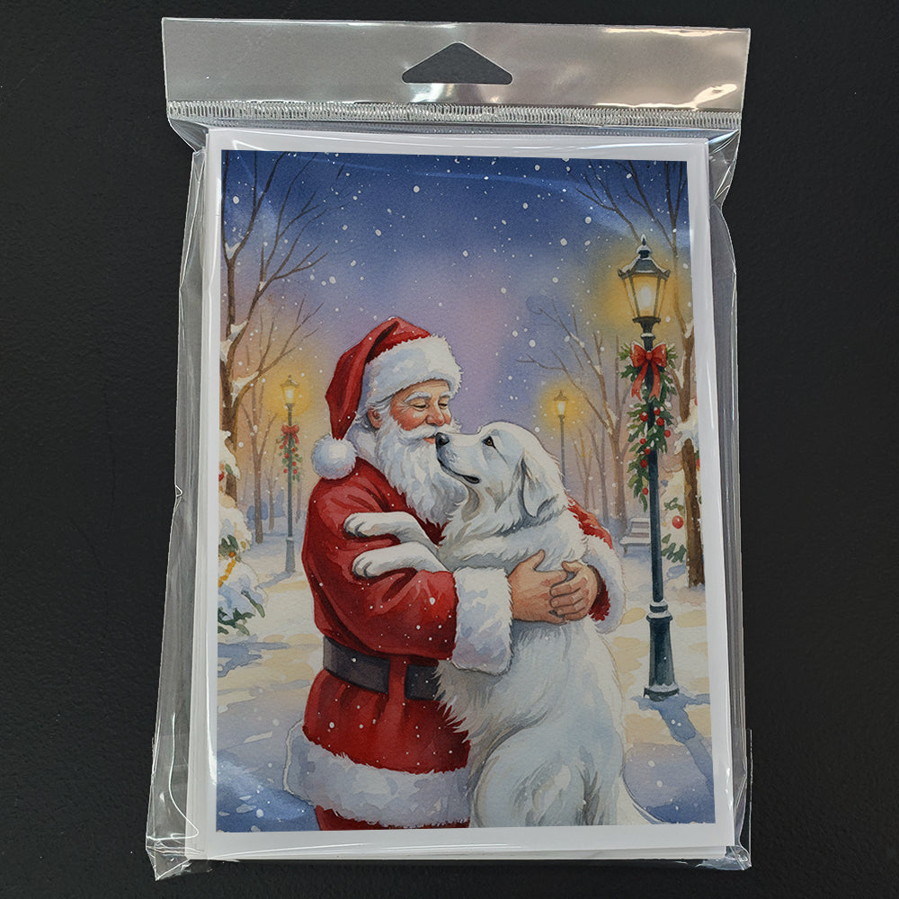 Great Pyrenees with Santa Claus Greeting Cards Pack of 8