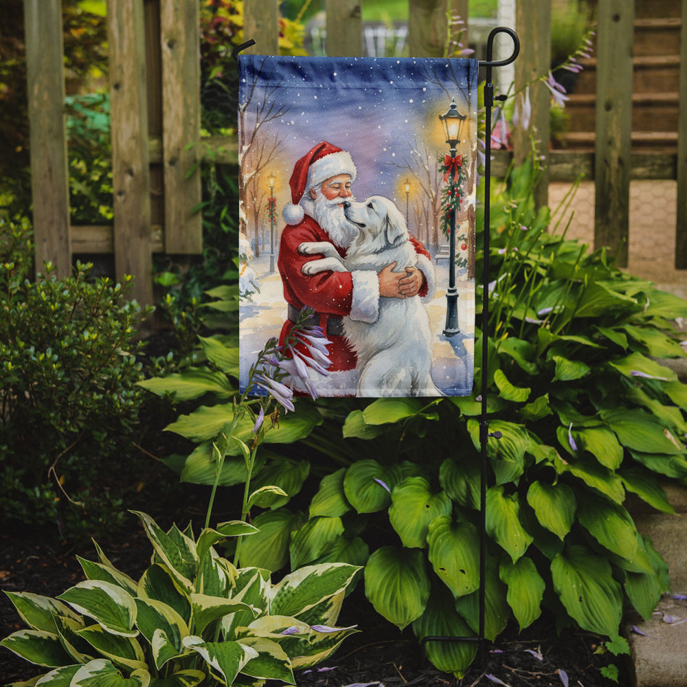 Great Pyrenees with Santa Claus Garden Flag