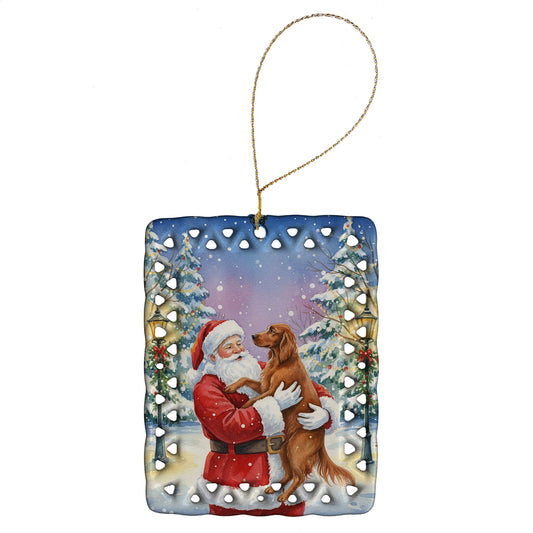 Buy this Irish Setter with Santa Claus Porcelain Ornament