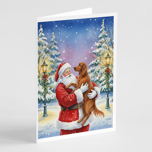 Buy this Irish Setter with Santa Claus Greeting Cards Pack of 8