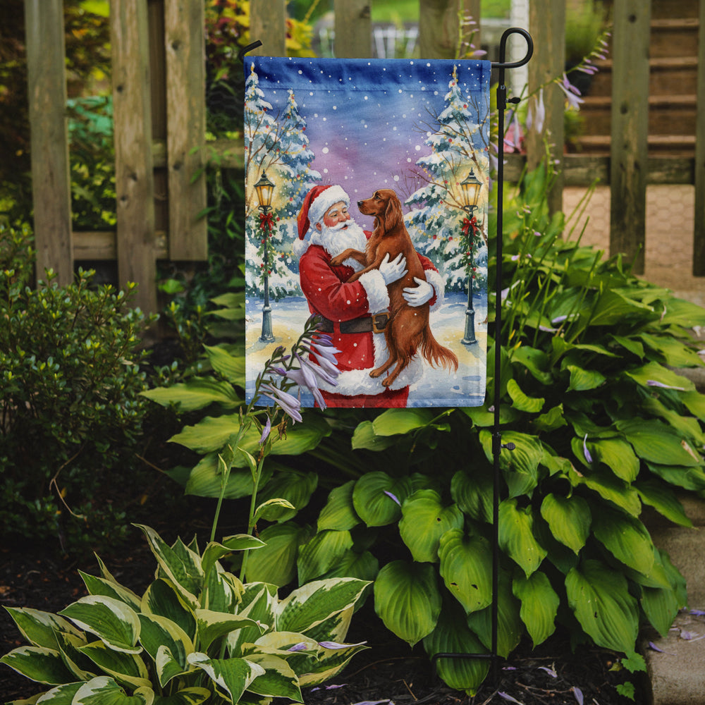 Irish Setter with Santa Claus Garden Flag