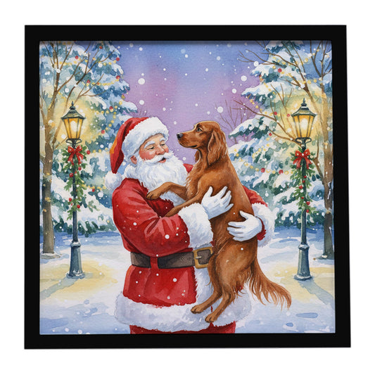 Buy this Irish Setter with Santa Claus Framed Metal Print