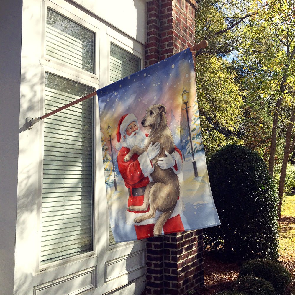 Irish Wolfhound with Santa Claus House Flag