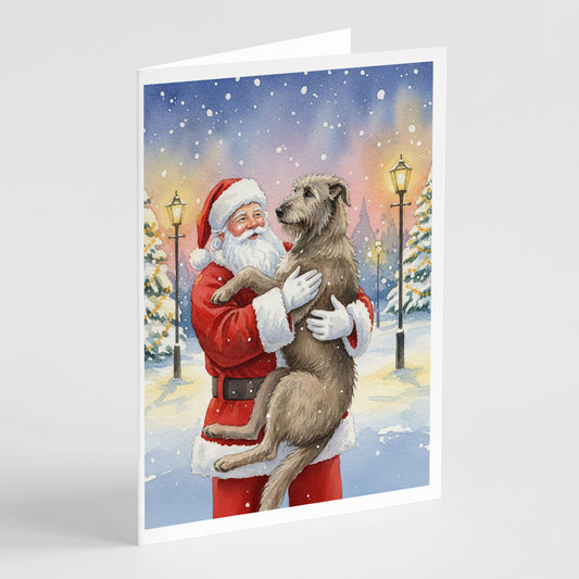 Buy this Irish Wolfhound with Santa Claus Greeting Cards Pack of 8