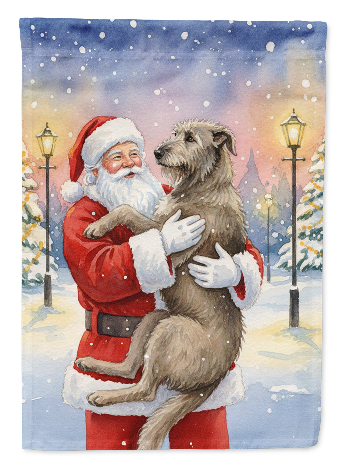 Buy this Irish Wolfhound with Santa Claus Garden Flag