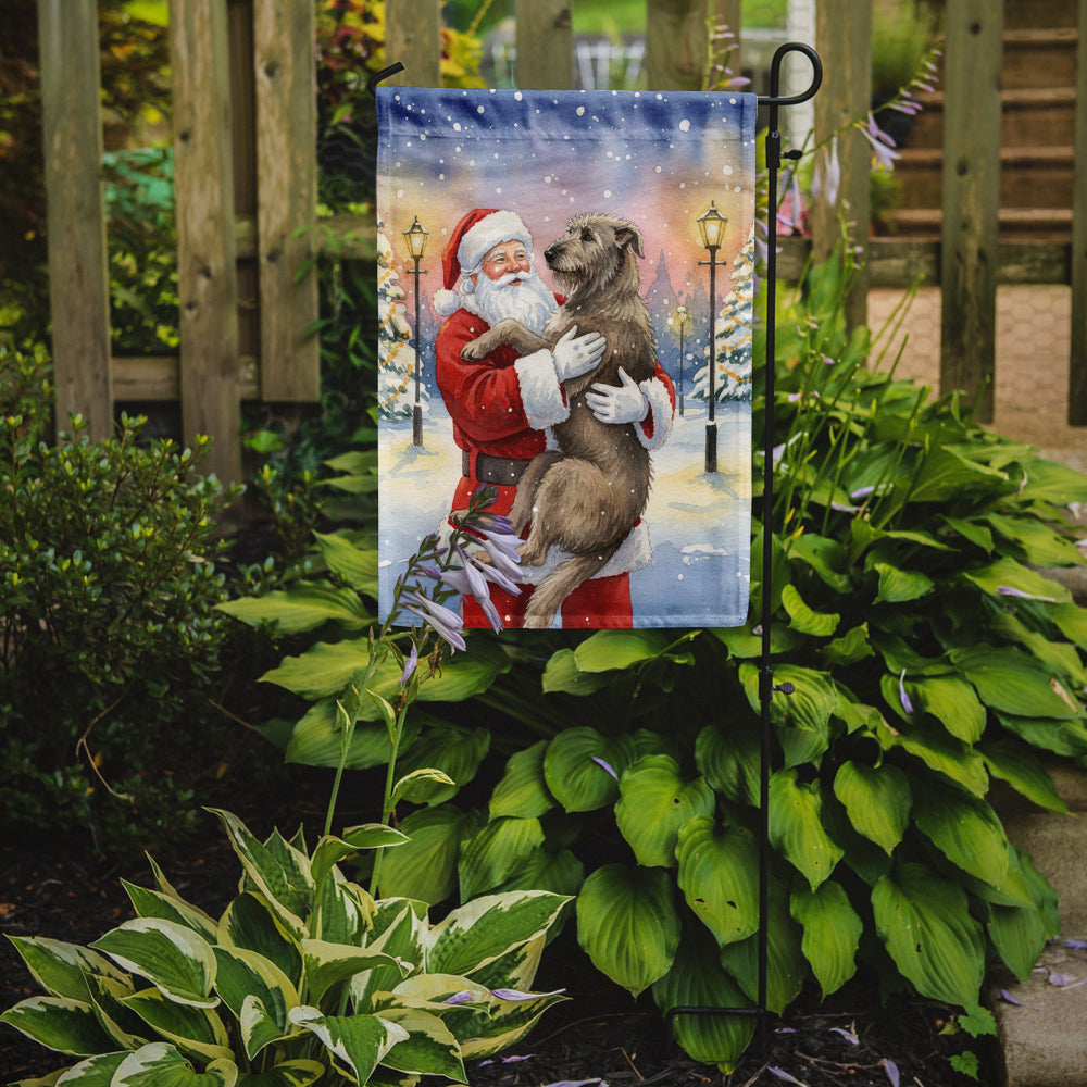 Irish Wolfhound with Santa Claus Garden Flag