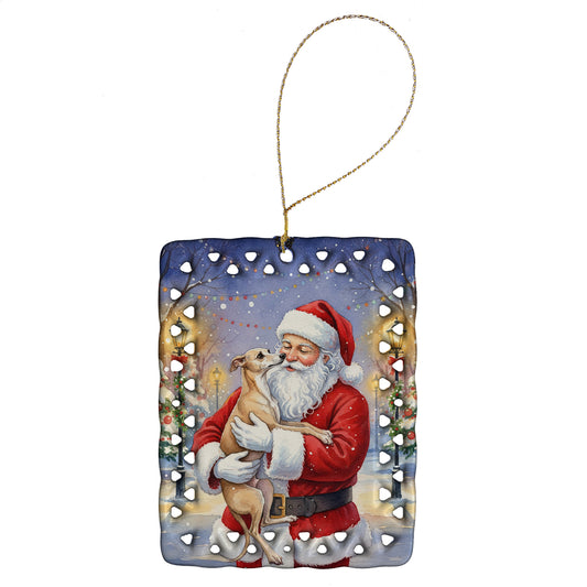 Buy this Italian Greyhound with Santa Claus Porcelain Ornament