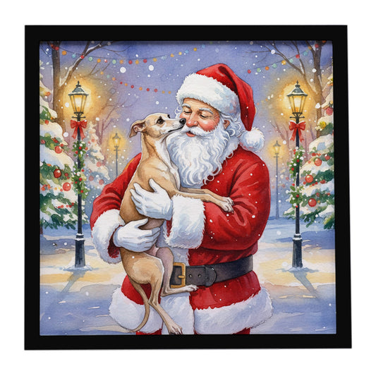 Buy this Italian Greyhound with Santa Claus Framed Metal Print