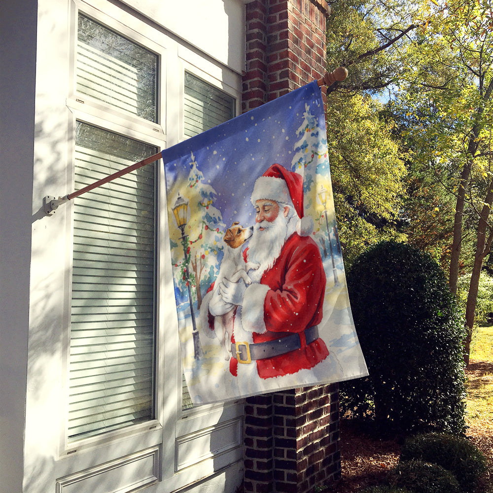 Jack Russell Terrier with Santa Claus House Flag