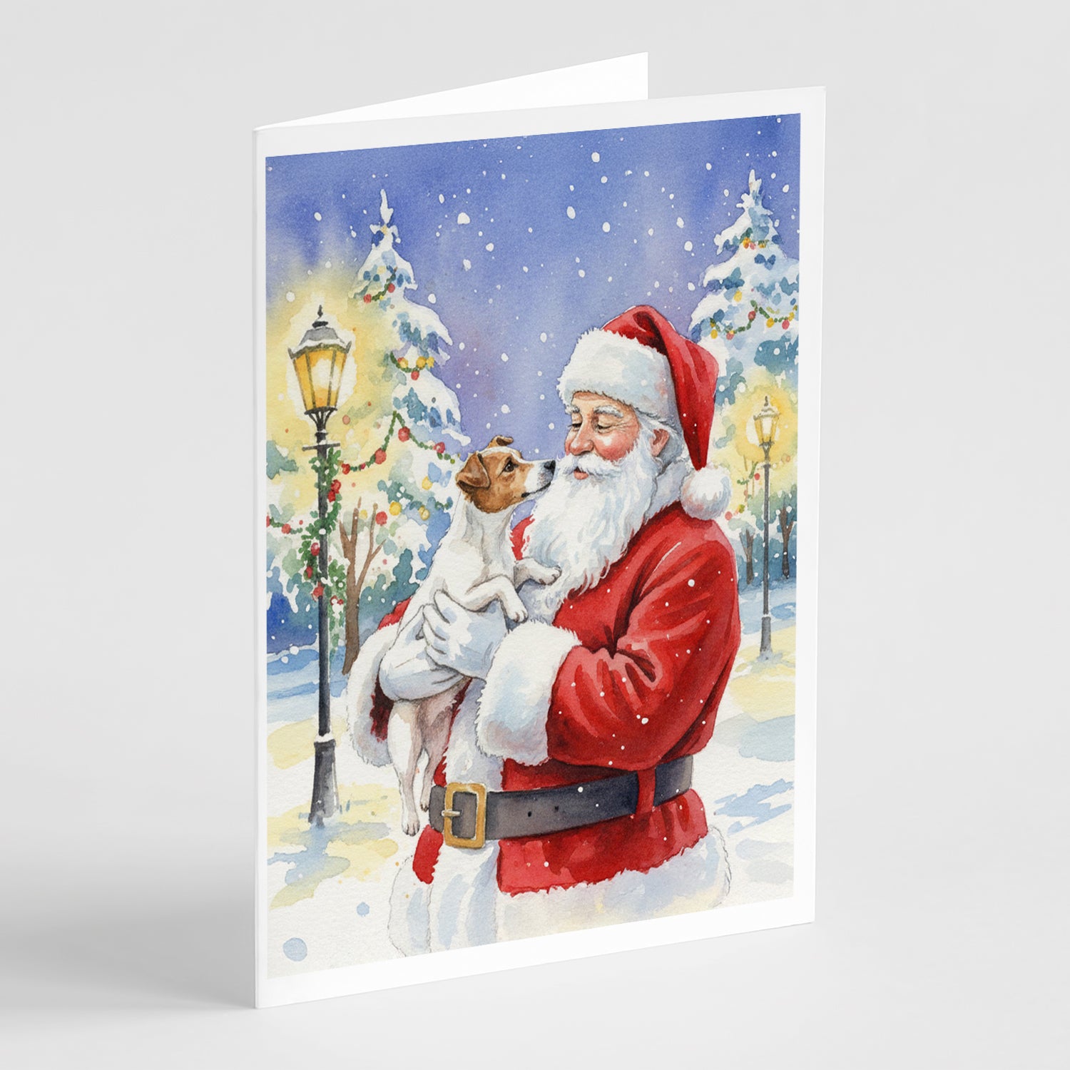 Buy this Jack Russell Terrier with Santa Claus Greeting Cards Pack of 8